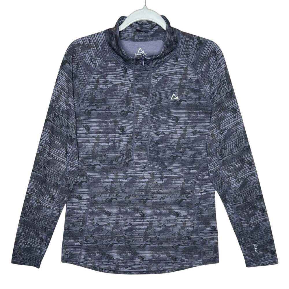 Paradox Merino Wool Blend 1/4 Zip Pullover XL Ruched Base Layer Thumb Holes
